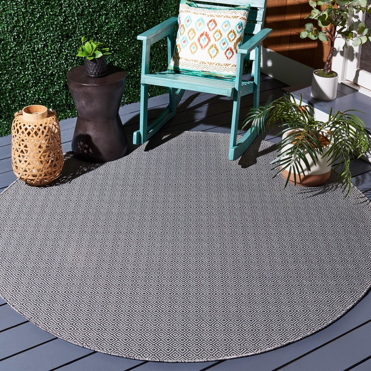  Safavieh Hampton 230 Indoor / Outdoor Rug - Grey / Black - Bonton