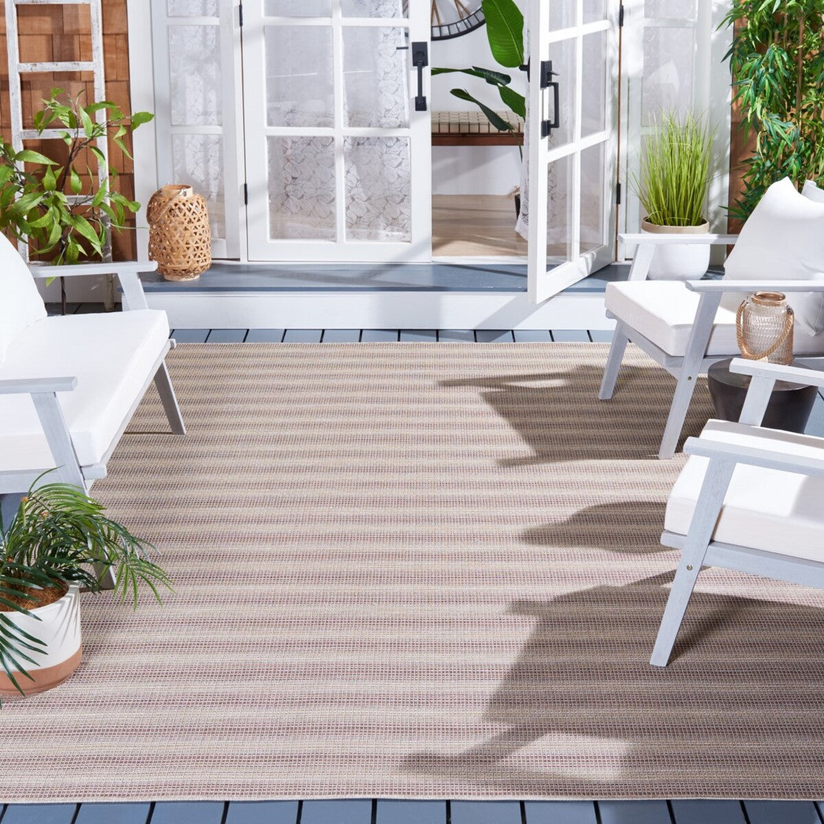  Safavieh Hampton 231 Indoor / Outdoor Rug - Brown / Multi - Bonton