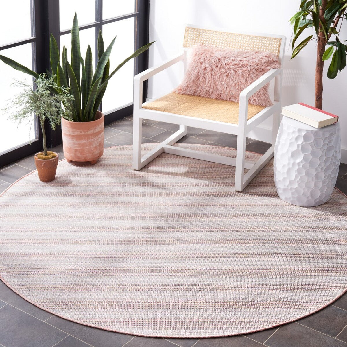  Safavieh Hampton 231 Indoor / Outdoor Rug - Pink Ivory / Multi - Bonton