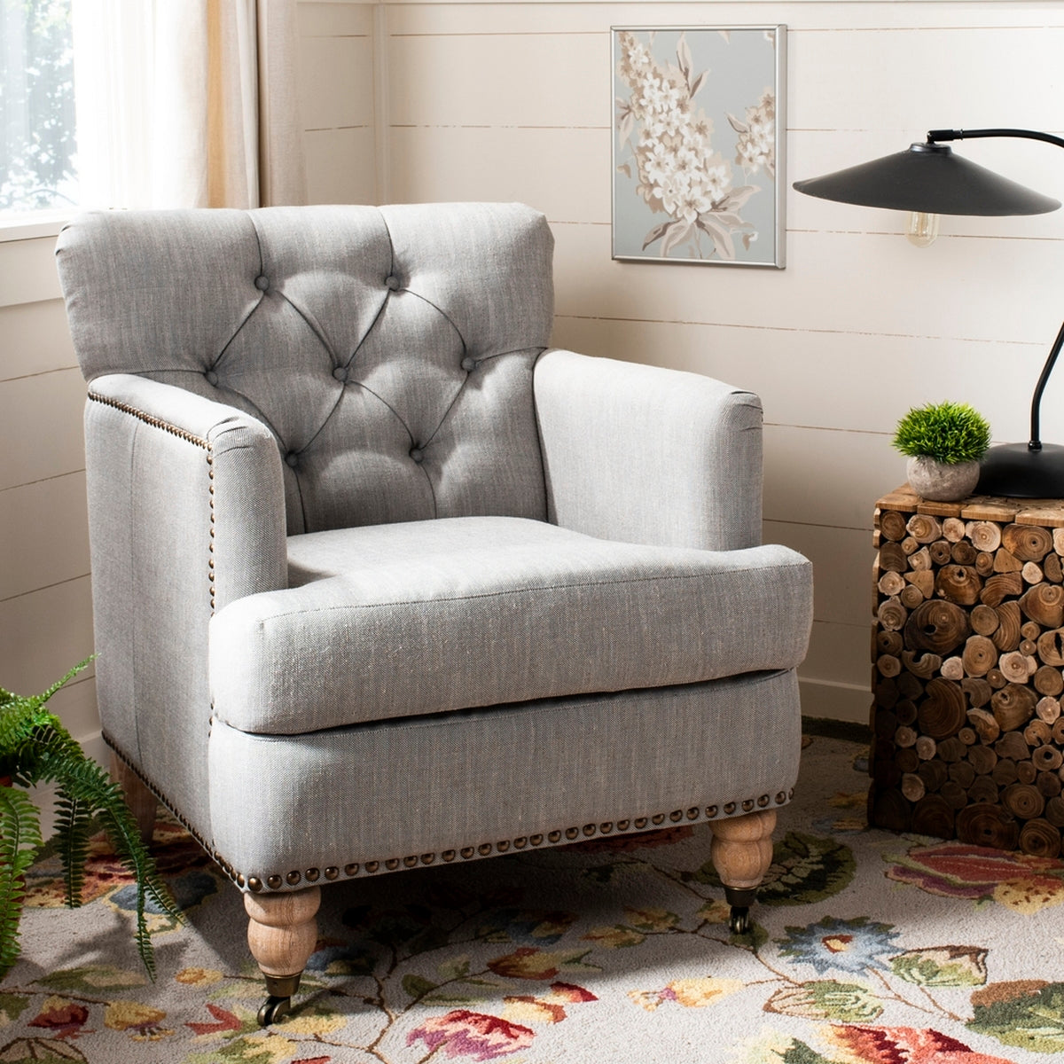  Safavieh Colin Tufted Club Chair - Brown - Bonton