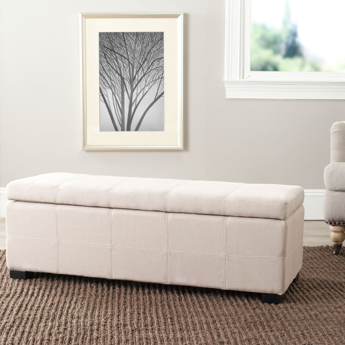  Safavieh Madison Storage Bench Large - Flat Cream - Bonton