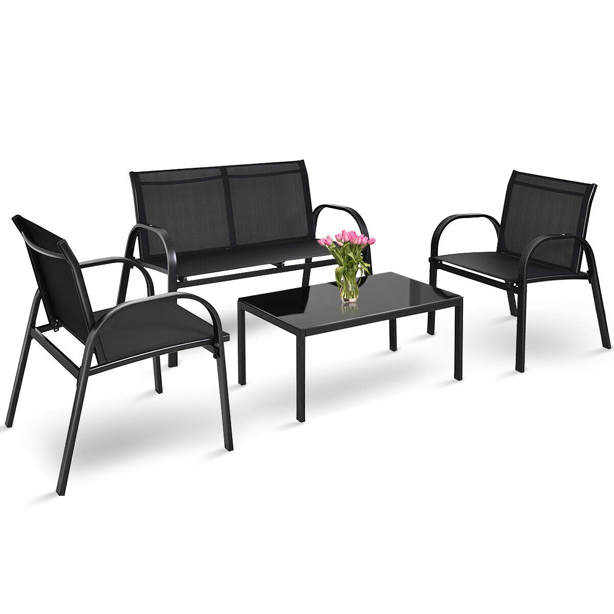  Metal Frame 4 Piece Furniture Set - Gray - Bonton