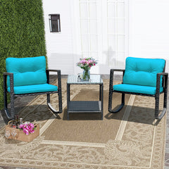 3 Piece Rattan Rocking Chair Conversation Set