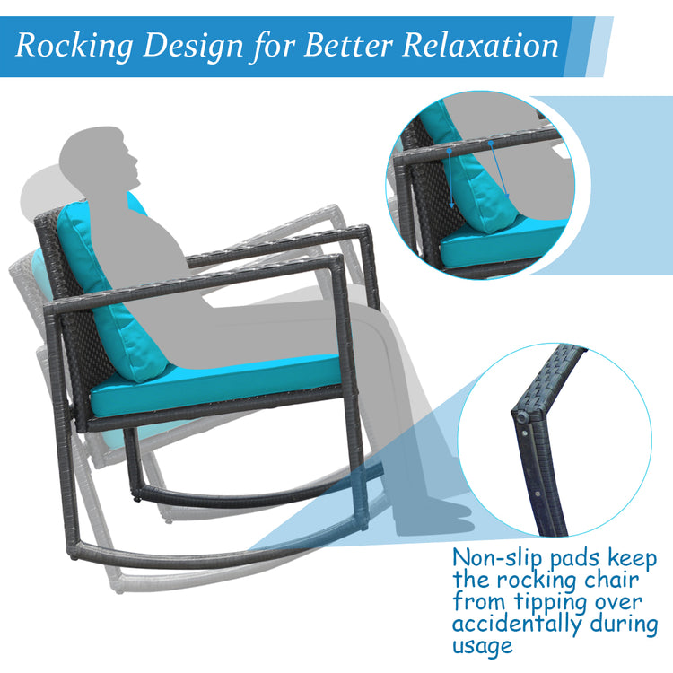3 Piece Rattan Rocking Chair Conversation Set