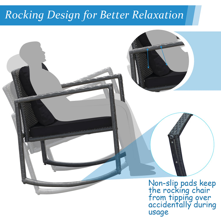 3 Piece Rattan Rocking Chair Conversation Set