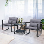 3 Piece Rattan Rocking Chair Conversation Set