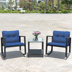 3 Piece Rattan Rocking Chair Conversation Set