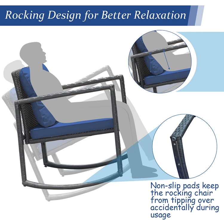 3 Piece Rattan Rocking Chair Conversation Set