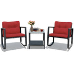 3 Piece Rattan Rocking Chair Conversation Set