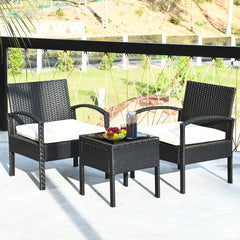 3 Piece Rattan Chair and Table Set