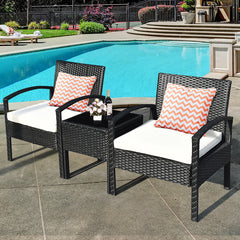 3 Piece Rattan Chair and Table Set