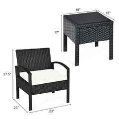 3 Piece Rattan Chair and Table Set