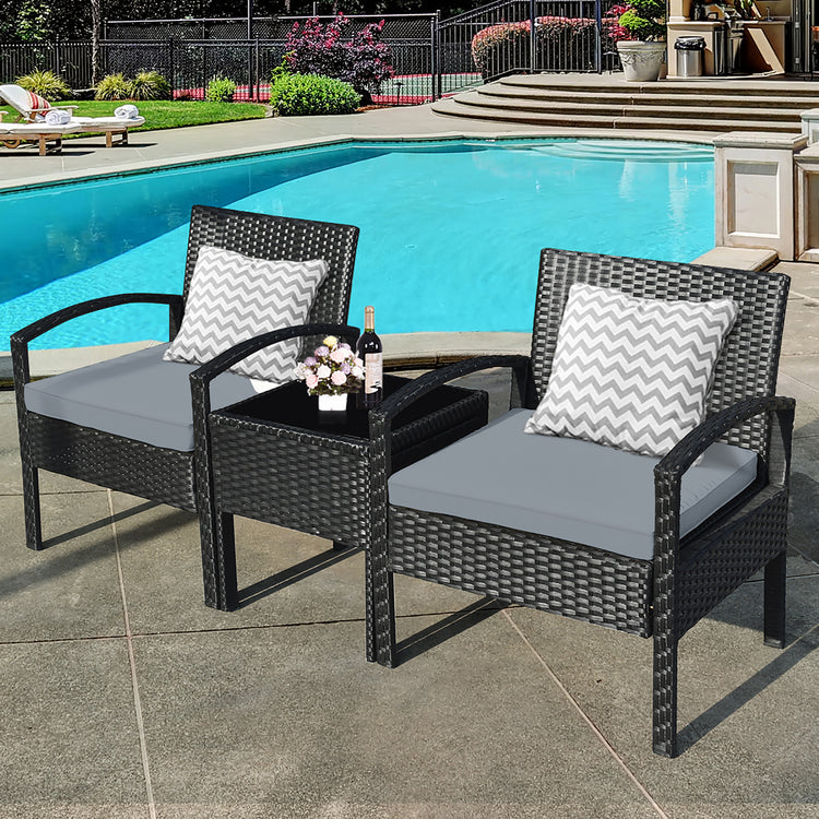 3 Piece Table and Cushion Chairs Set
