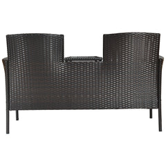 Rattan Table with Attached Chairs Conversation Set