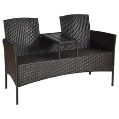 Rattan Table with Attached Chairs Conversation Set