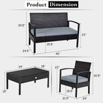 4 Piece Garden Deck Rattan Furniture Set