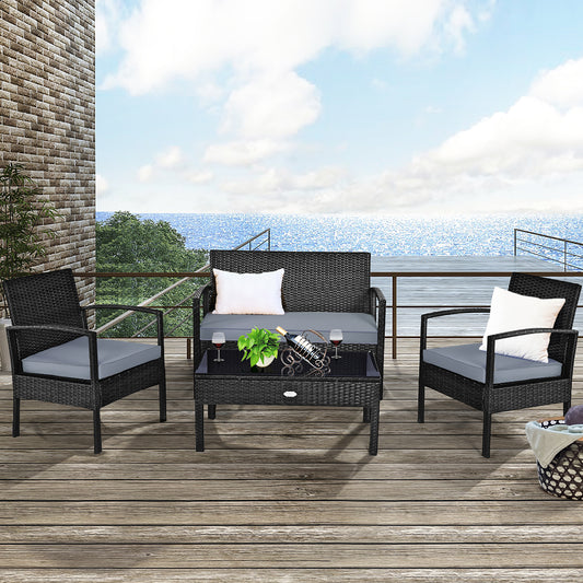 4 Piece Garden Deck Rattan Furniture Set