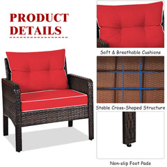 3 Piece Rattan Cushioned Chair Conversation Set