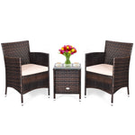 3 Piece PE Rattan Chair Set with Table