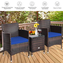 3 Piece PE Rattan Chair Set with Table