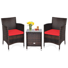 3 Piece PE Rattan Chair Set with Table