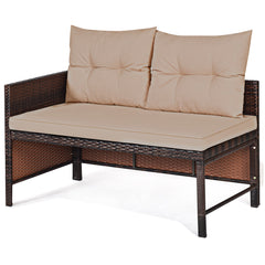 3 Piece Rattan Wicker Sofa Sectional Conversation Set