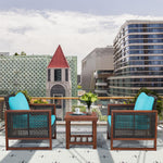 3 Piece Patio Wicker Solid Wood Furntiure Set