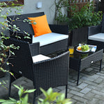 4 Piece Rattan Furniture Set with Cushions