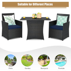 3 Piece Rattan Curved Backrest Dining Set