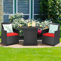 3 Piece Rattan Curved Backrest Dining Set