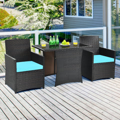 3 Piece Rattan Curved Backrest Dining Set