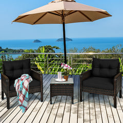 3 Piece Rattan Conversation Set with Table