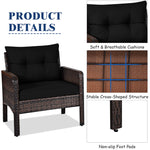 3 Piece Rattan Conversation Set with Table