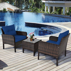 3 Piece Rattan Conversation Set with Table