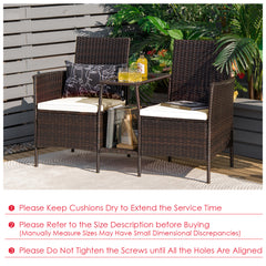 Rattan Wicker Attached Cushion Seat Conversation Set