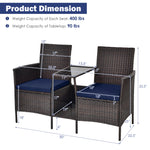 Rattan Wicker Attached Cushion Seat Conversation Set