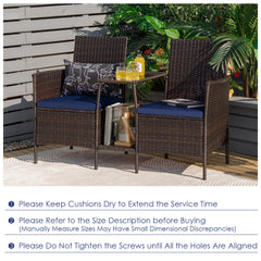 Rattan Wicker Attached Cushion Seat Conversation Set