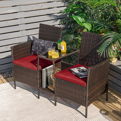 Rattan Wicker Attached Cushion Seat Conversation Set