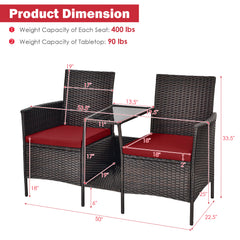 Rattan Wicker Attached Cushion Seat Conversation Set