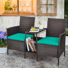 Rattan Wicker Attached Cushion Seat Conversation Set