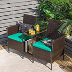 Rattan Wicker Attached Cushion Seat Conversation Set