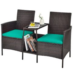 Rattan Wicker Attached Cushion Seat Conversation Set