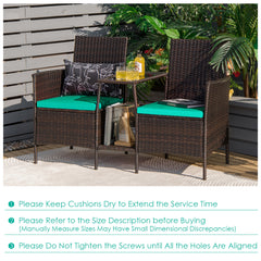 Rattan Wicker Attached Cushion Seat Conversation Set