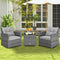 3 Piece Gray Rattan Cushioned Bistro Set