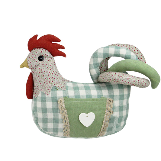 Country Farmhouse Plaid Rooster Decoration, 9.5"