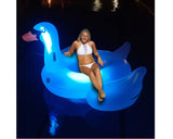 75" Inflatable Giant LED Lighted Color Changing Swimming Pool Ride-On Swan Float Lounger