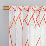 Azlan Geometric Embroidery Sheer Rod Pocket Curtain Panel