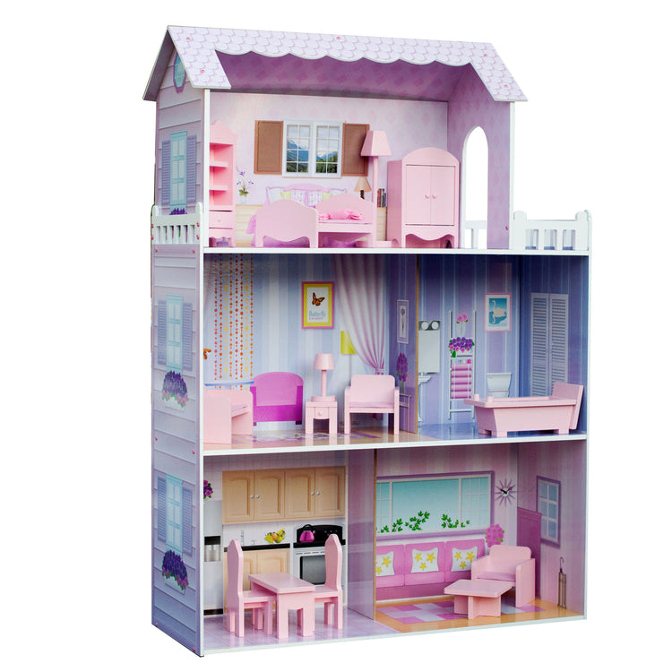 Olivia's Little World- 12" Pink Dreamland Tiffany Dollhouse with Matching Pink Accessories