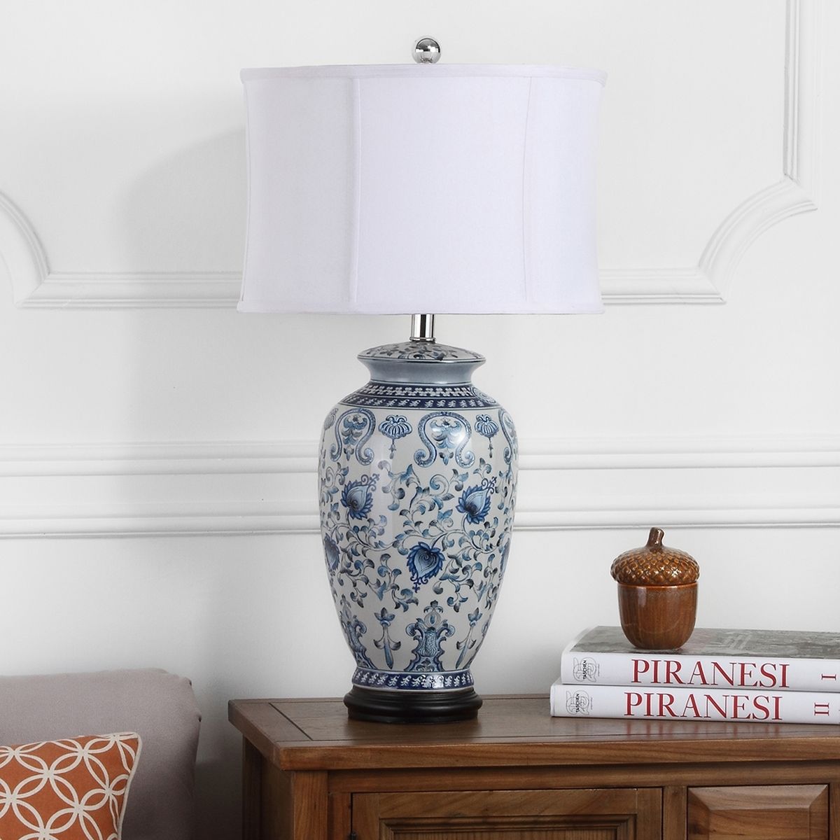  Safavieh White Lamp - Blue - Bonton