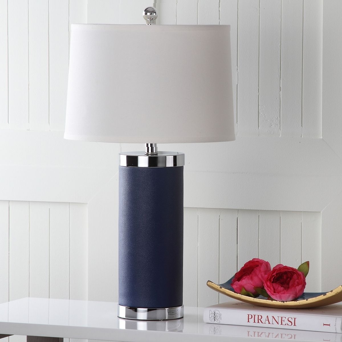  Safavieh Leather Column Table Lamp Set of 2 - Blue - Bonton